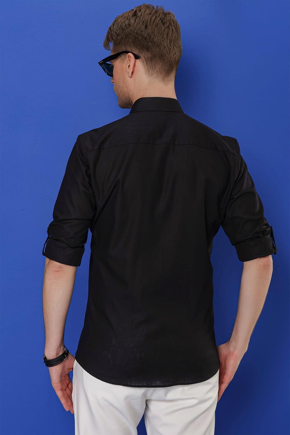 G 1554 Slim Fit Siyah Klasik Gömlek