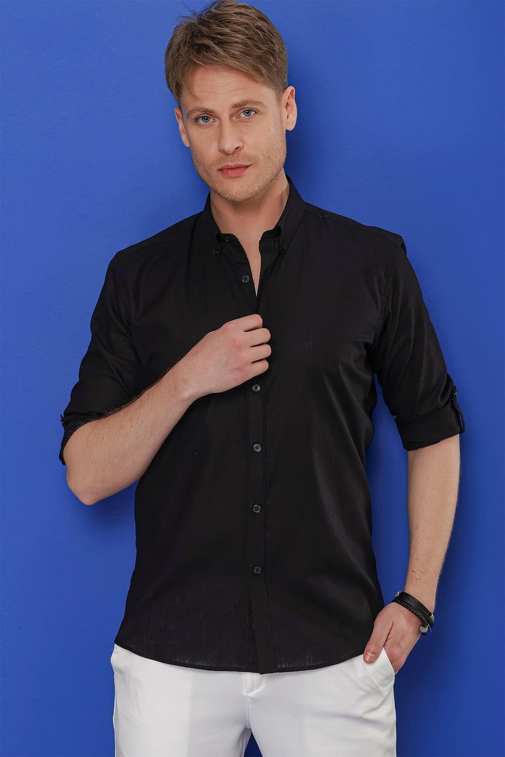 G 1554 Slim Fit Siyah Klasik Gömlek