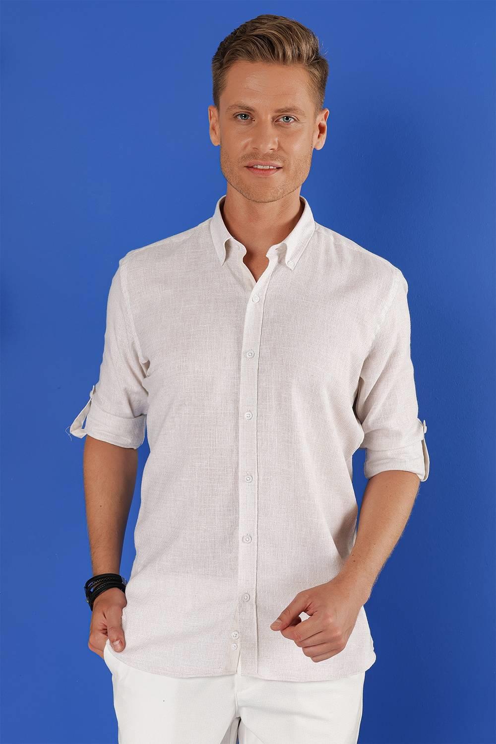 G 1555 Slim Fit Taş Klasik Gömlek