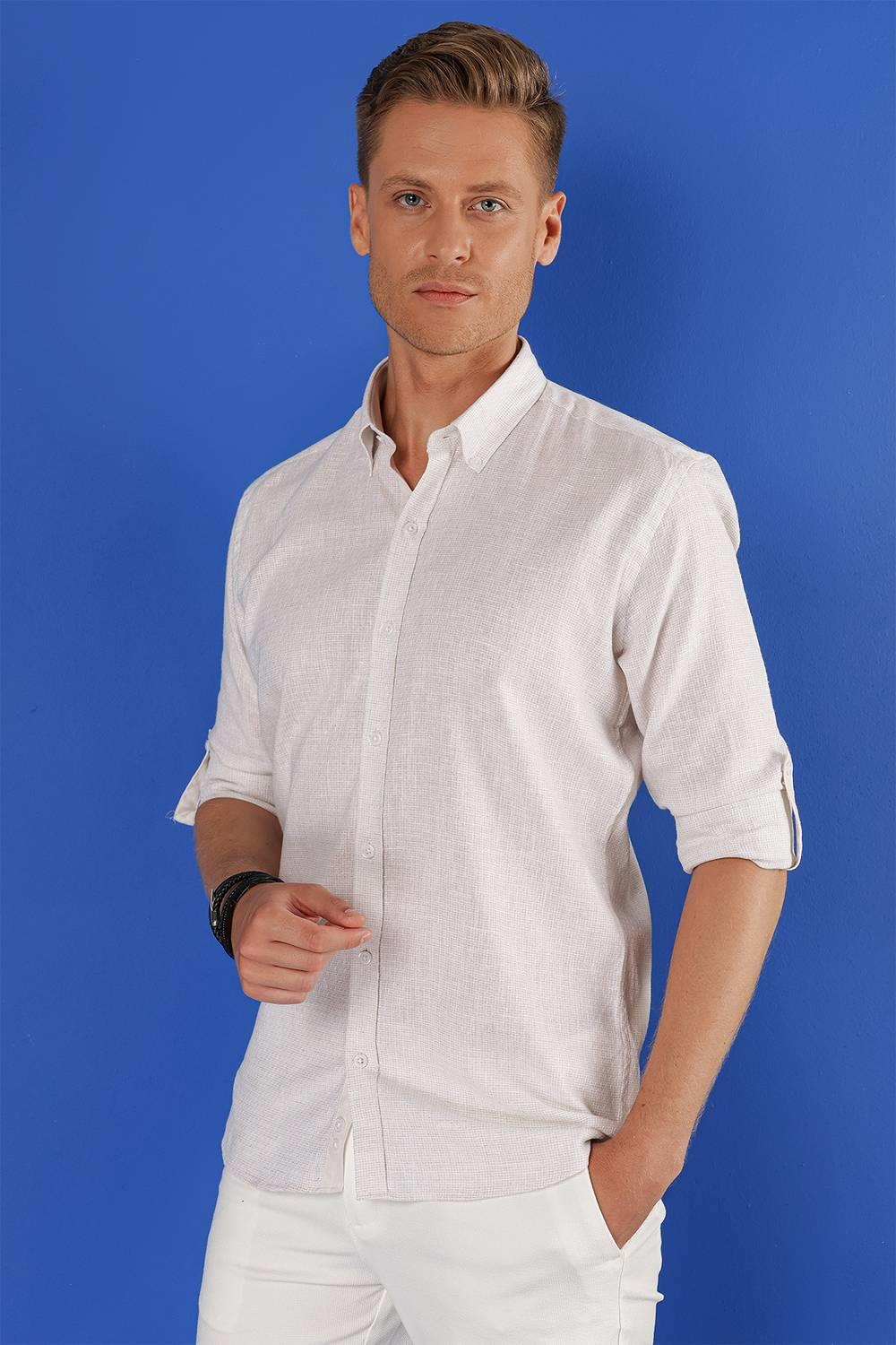 G 1555 Slim Fit Taş Klasik Gömlek