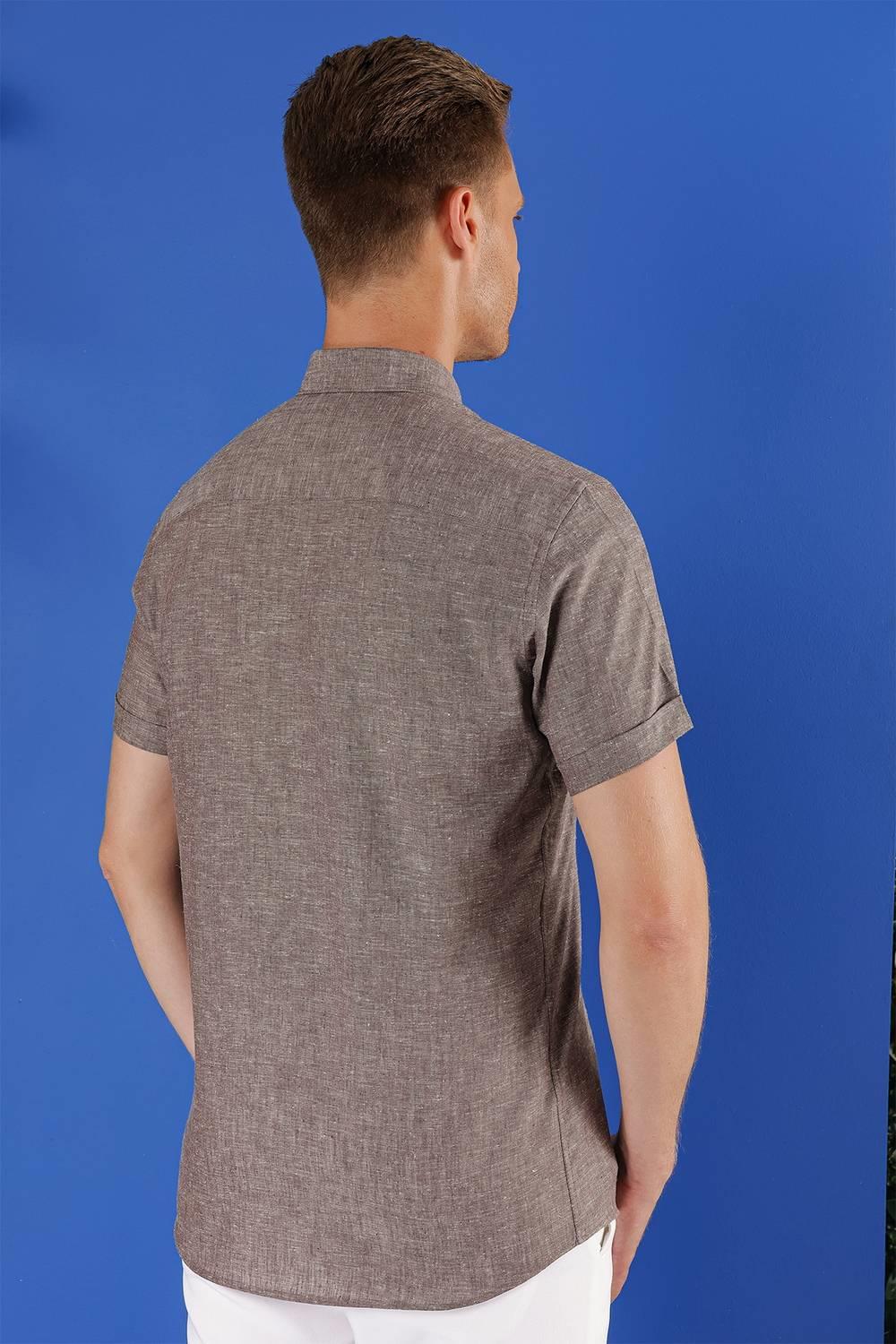G 1556 Slim Fit Füme Klasik Gömlek