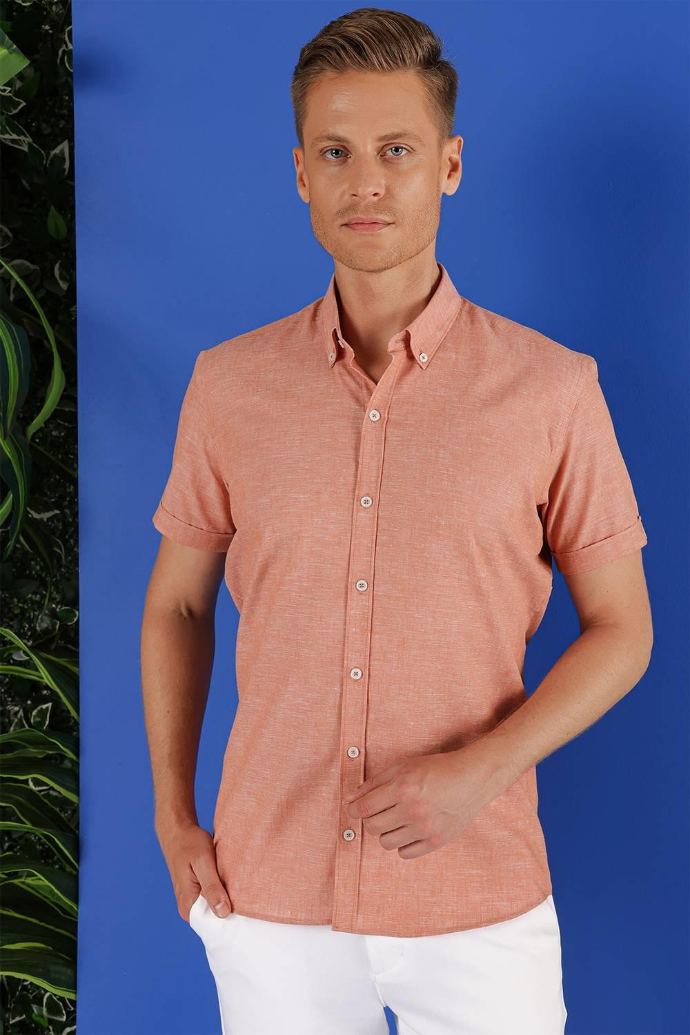 G 1556 Slim Fit Kiremit Klasik Gömlek