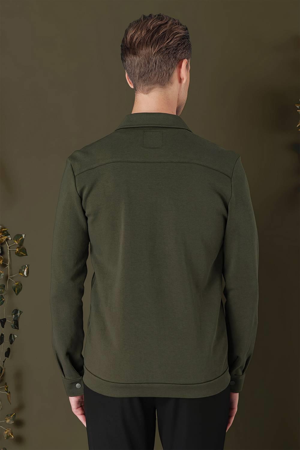 G 1562 Slim Fit Haki Klasik Gömlek