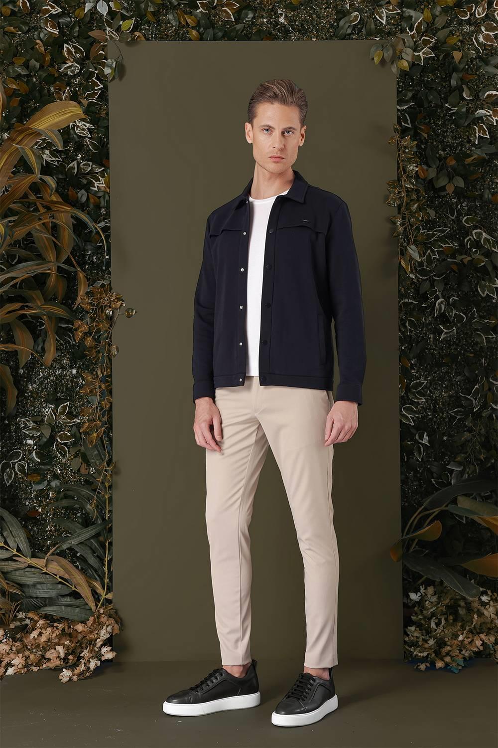 G 1562 Slim Fit Lacivert Klasik Gömlek