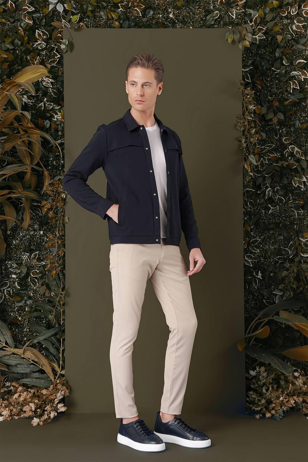 G 1562 Slim Fit Lacivert Klasik Gömlek