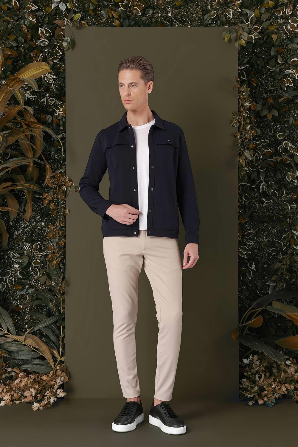 G 1562 Slim Fit Lacivert Klasik Gömlek