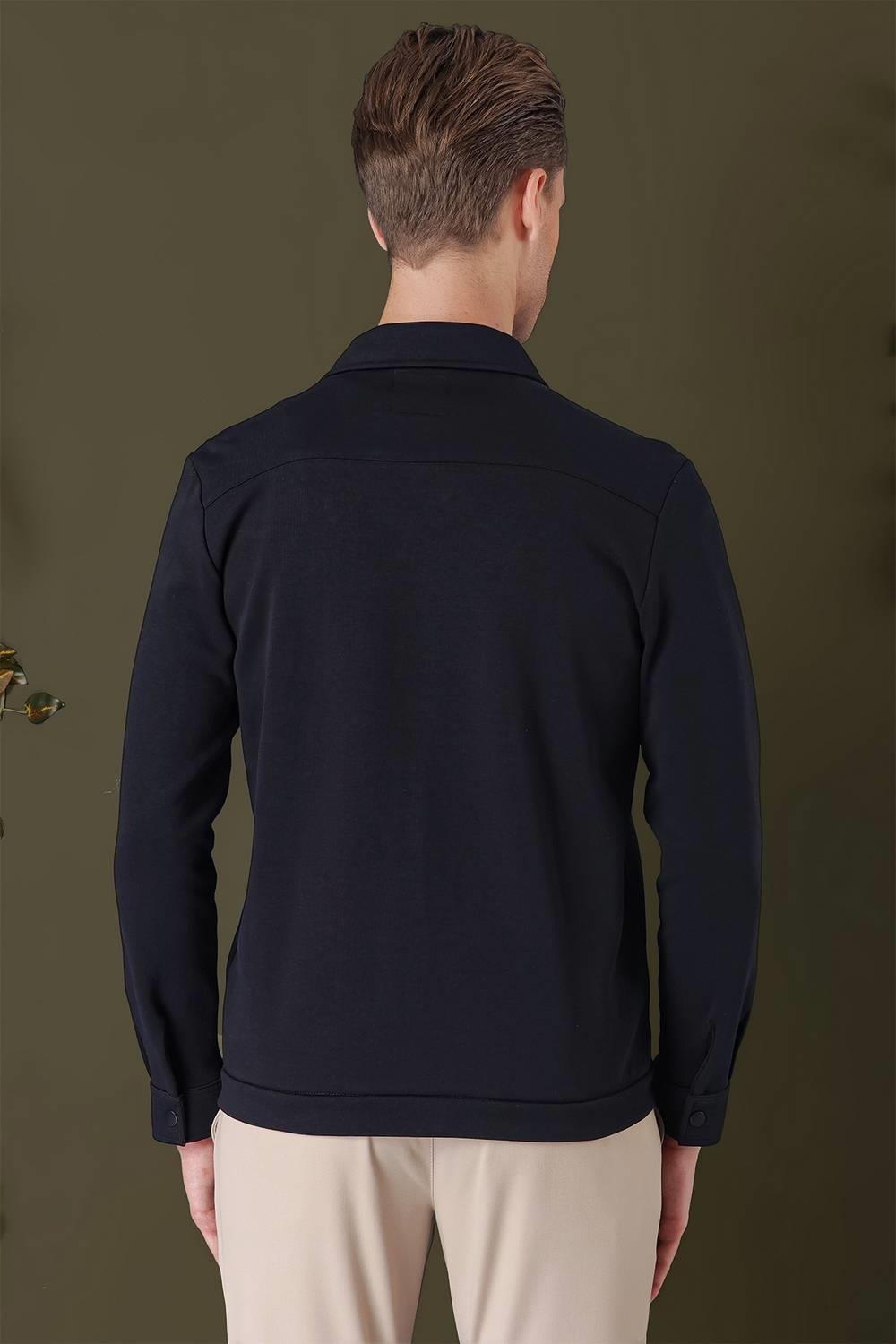 G 1562 Slim Fit Lacivert Klasik Gömlek