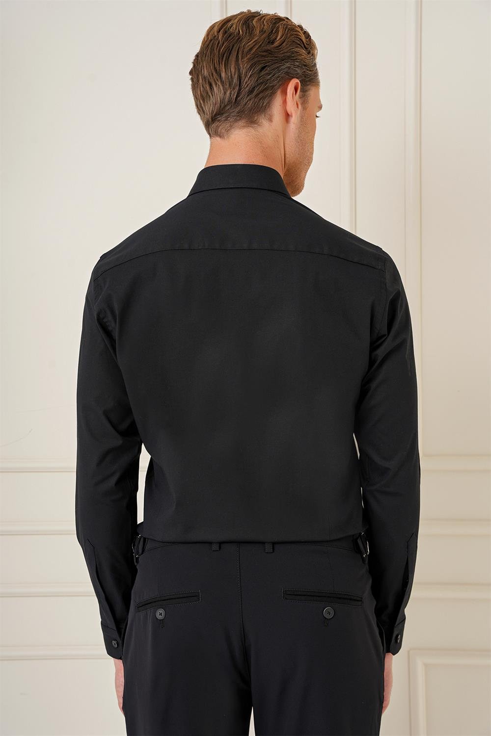 G 1577 Slim Fit Siyah Klasik Gömlek