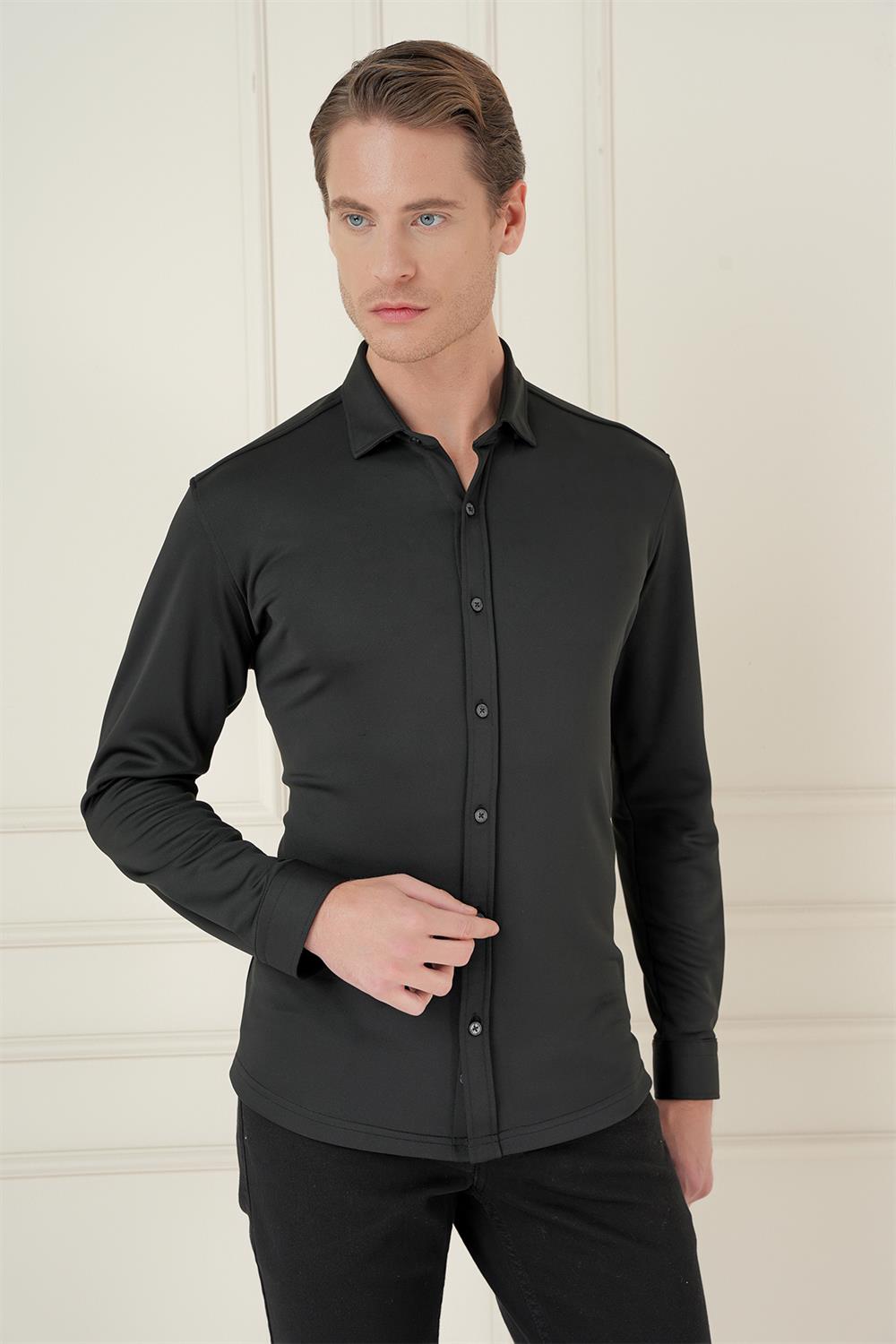 G 1580 Slim Fit Siyah Klasik Gömlek