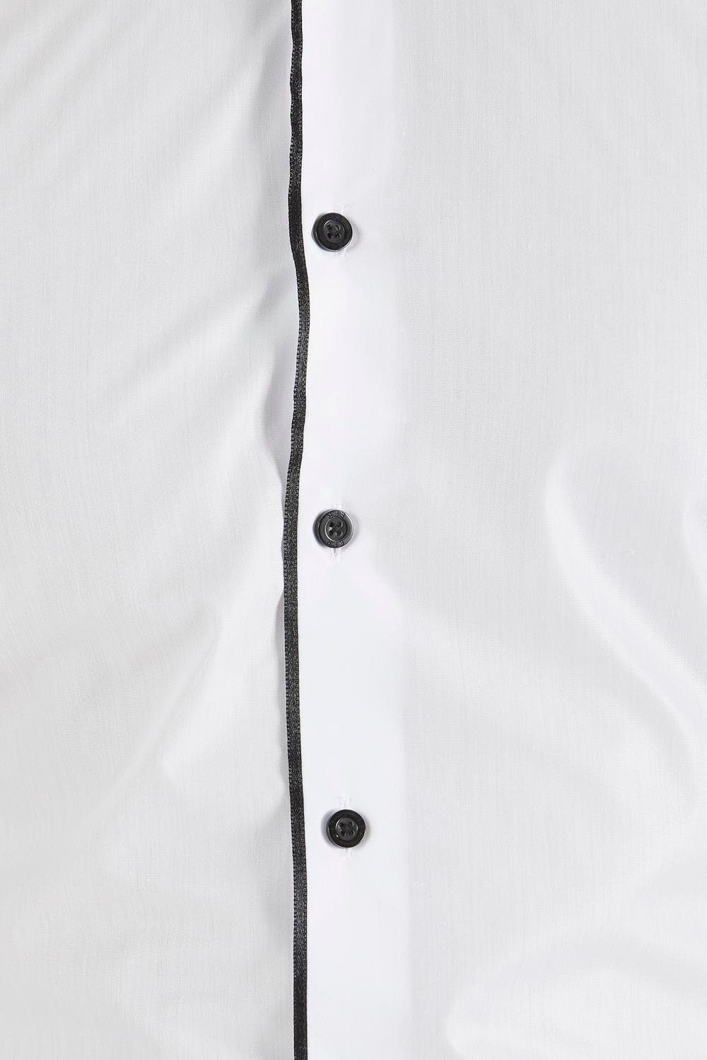 Gk 182 Slim Fit Duble Manşet Biyeli Beyaz Damatlık Smokin Gömlek 