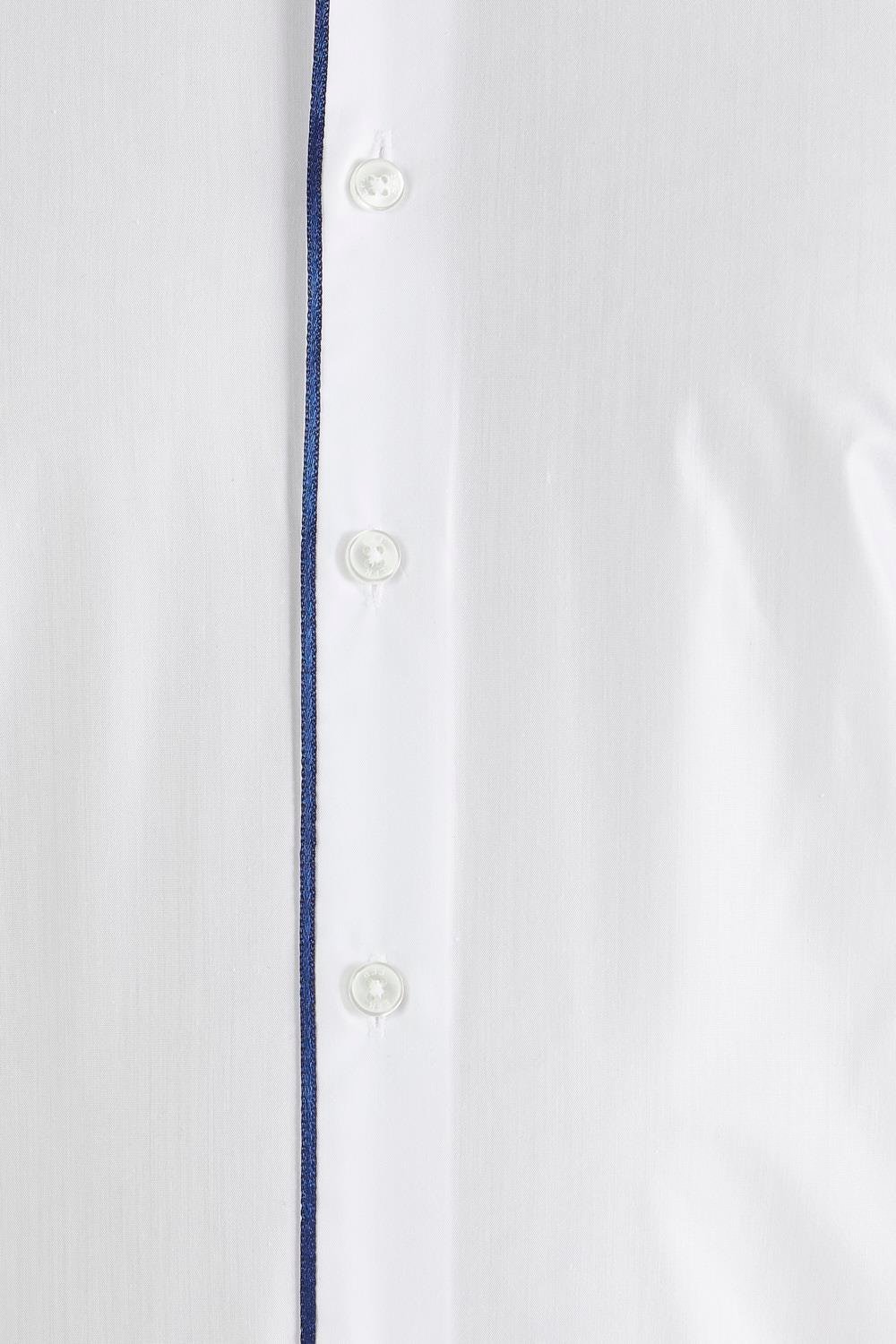 Gk 182 Slim Fit Duble Manşet Biyeli Beyaz Lacivert Damatlık Smokin Gömlek 