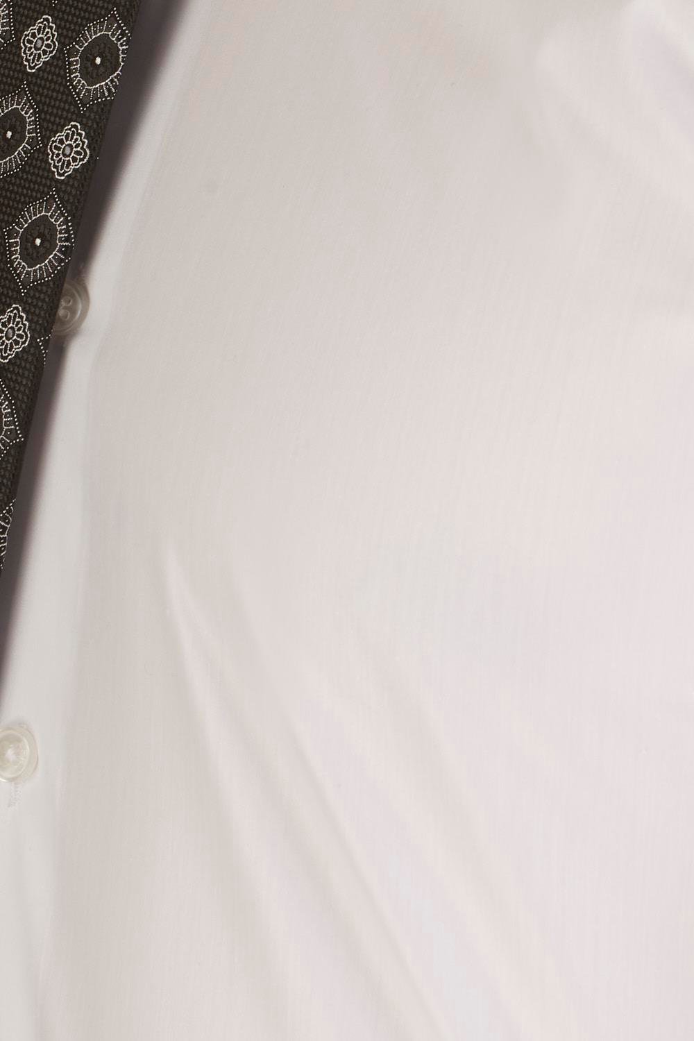 Gk 235 Slim Fit Pamuk Saten Duble Manşetli Klasik Beyaz Gömlek 