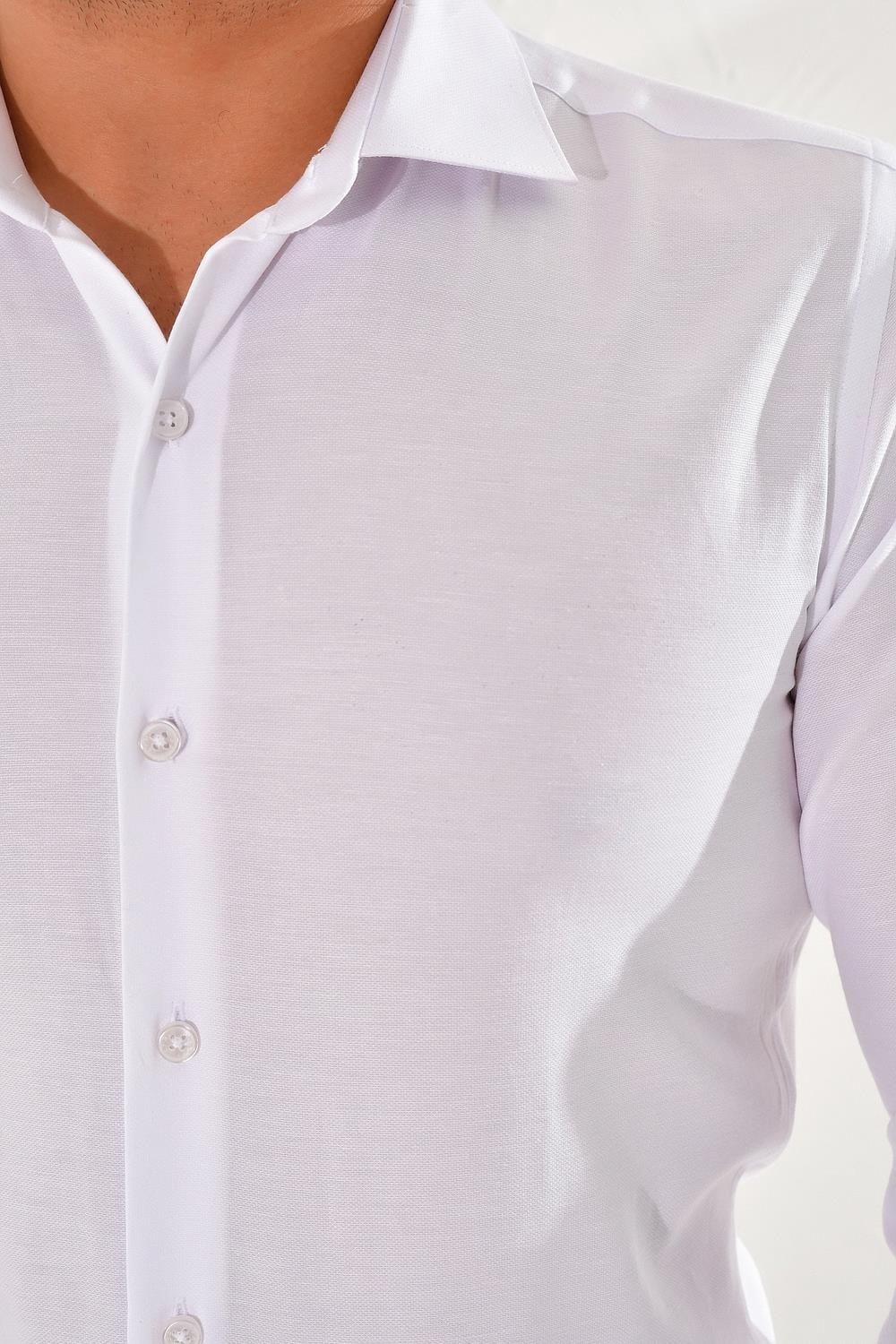 GK 583 Slim Fit Beyaz Klasik Gömlek