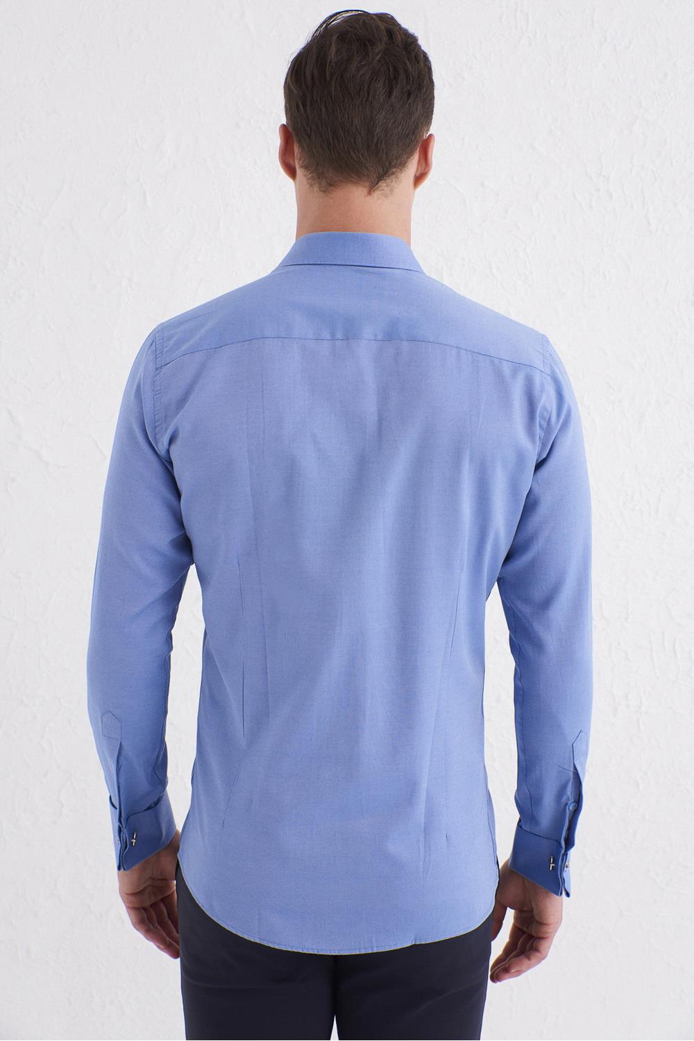 GK 583 Slim Fit Mavi Klasik Gömlek
