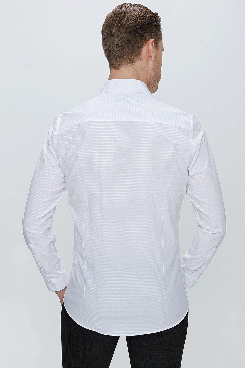 GK 663 Slim Fit Beyaz Klasik Gömlek