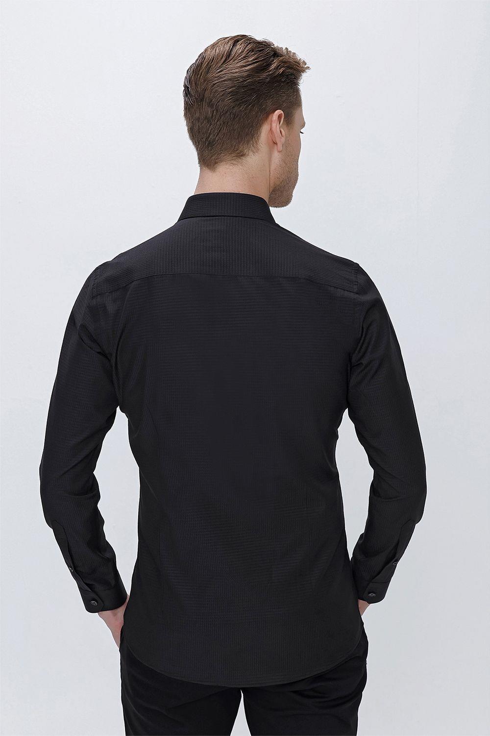 GK 663 Slim Fit Siyah Klasik Gömlek