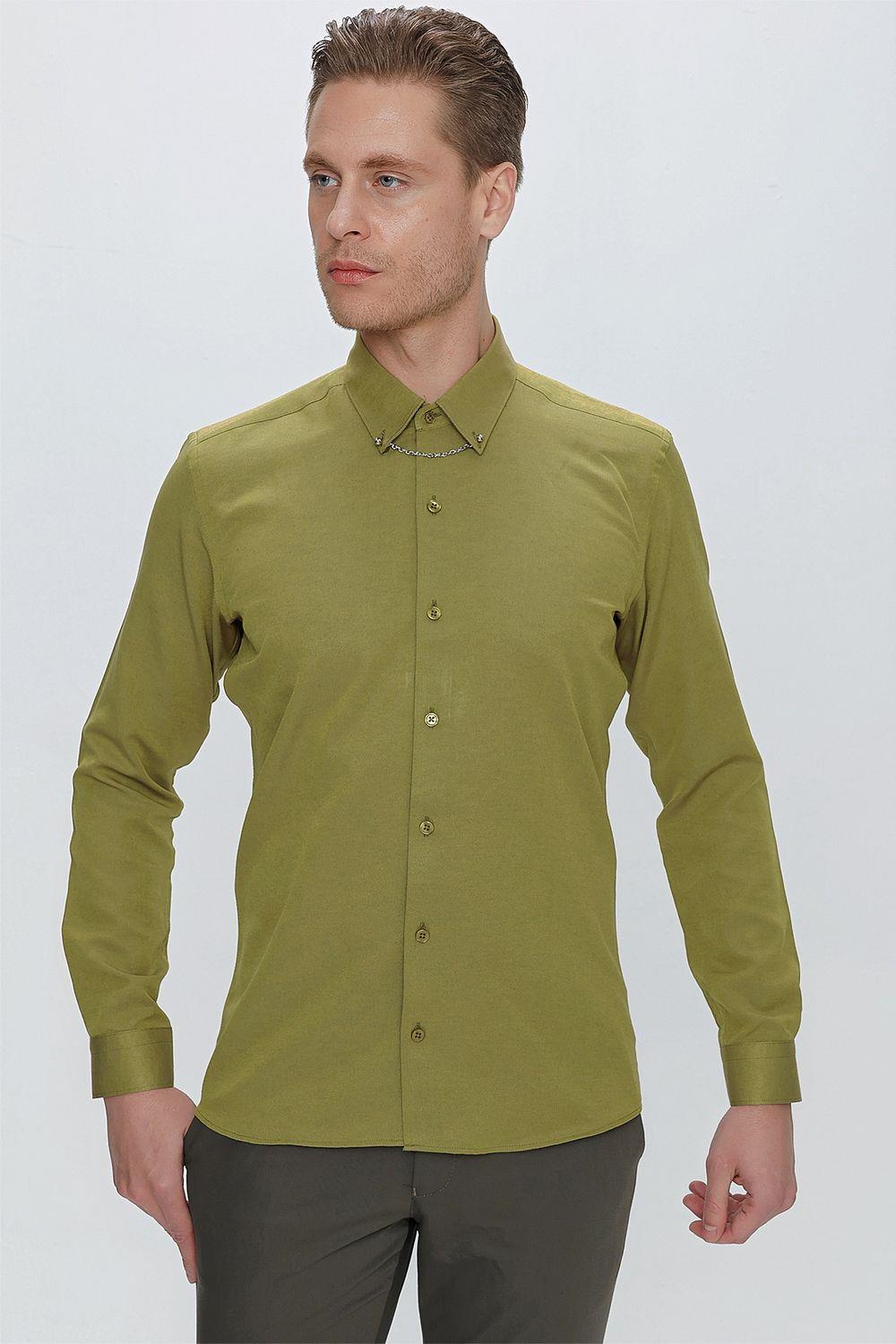 GK 664 Slim Fit Hardal Klasik Gömlek