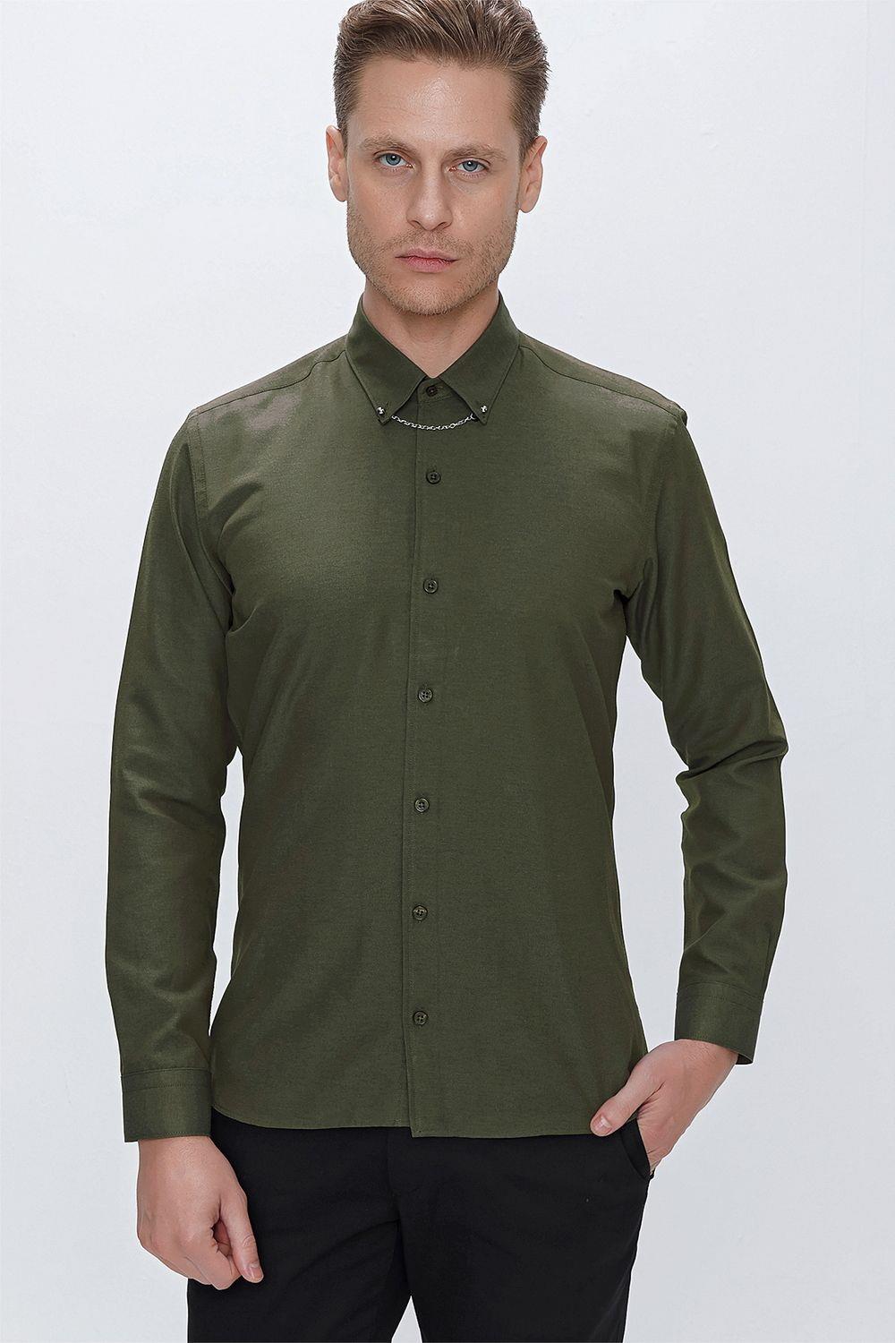 GK 664 Slim Fit Nefti Klasik Gömlek
