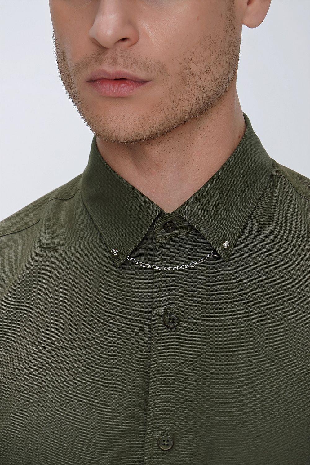 GK 664 Slim Fit Nefti Klasik Gömlek