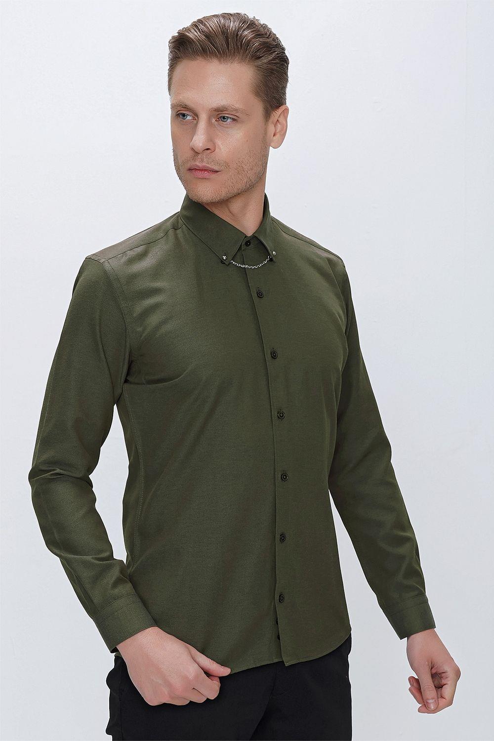 GK 664 Slim Fit Nefti Klasik Gömlek