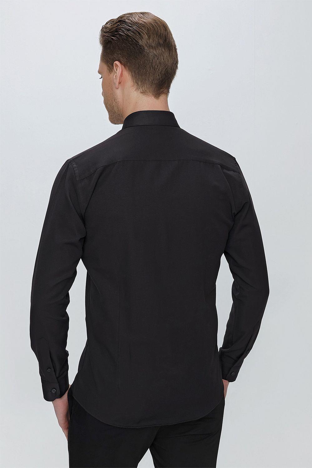 GK 664 Slim Fit Siyah Klasik Gömlek