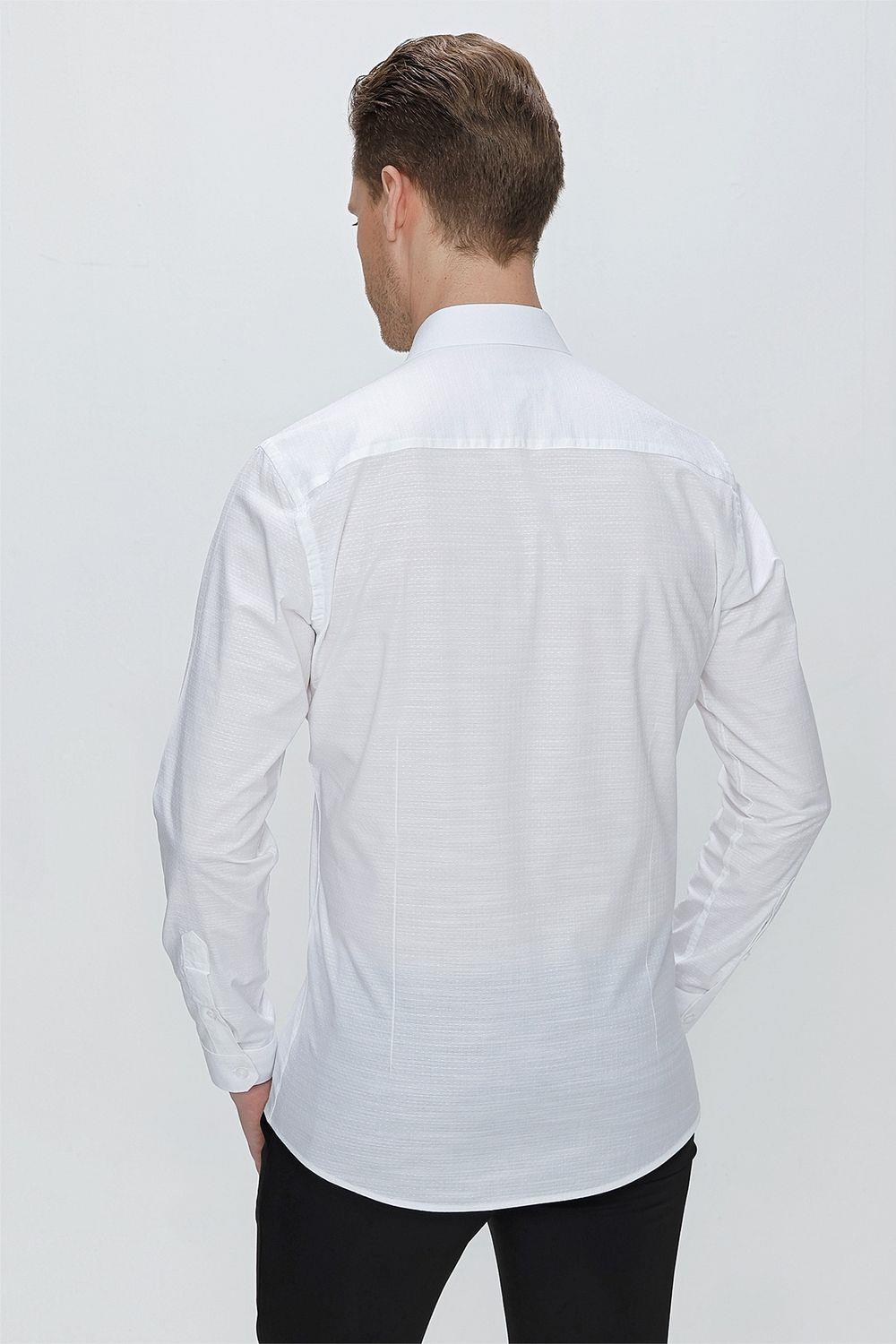 GK 665 Slim Fit Beyaz Klasik Gömlek