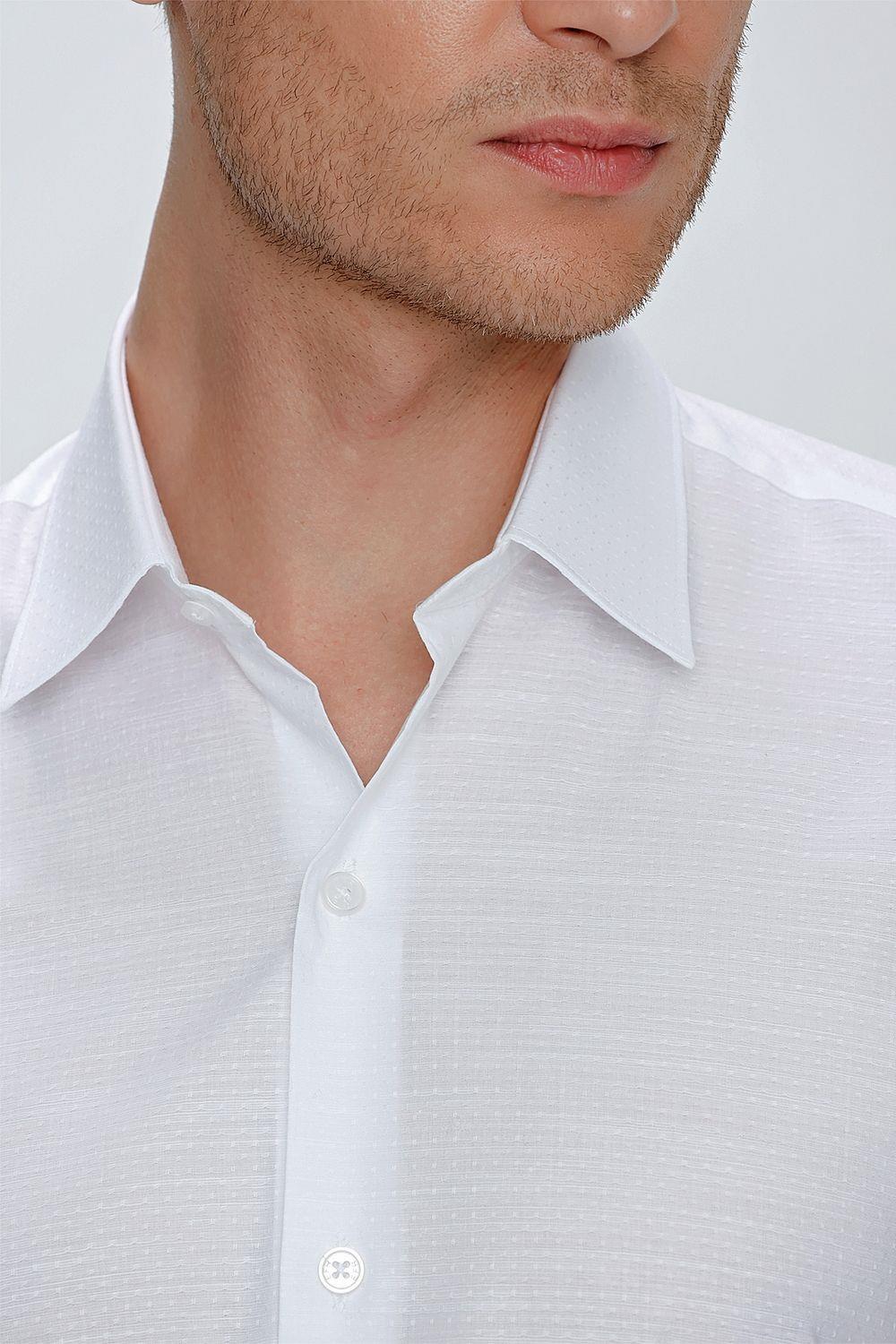 GK 665 Slim Fit Beyaz Klasik Gömlek