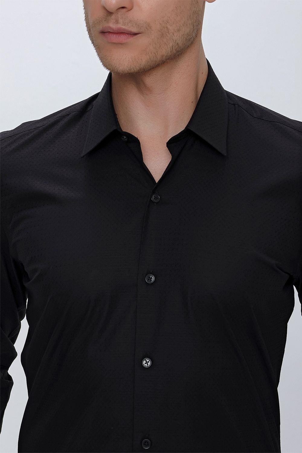 GK 665 Slim Fit Siyah Klasik Gömlek