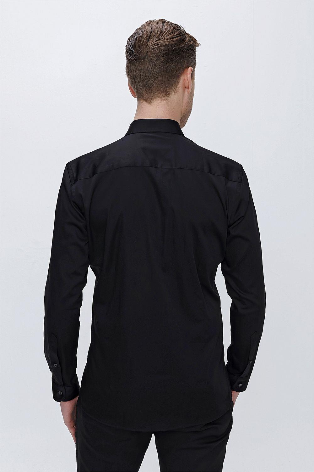 GK 669 Slim Fit Siyah Klasik Gömlek