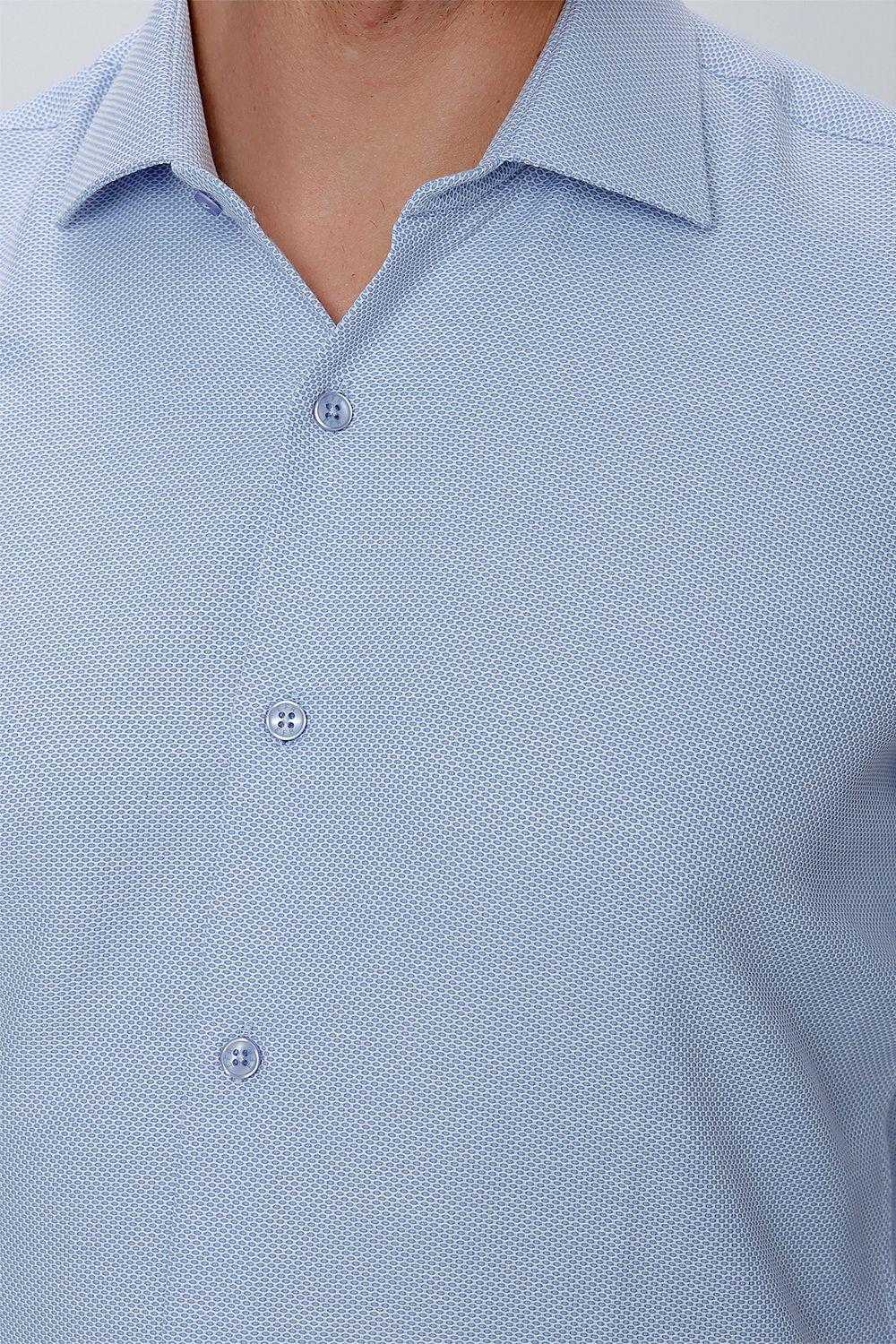 GK 672 Slim Fit Mavi Klasik Gömlek