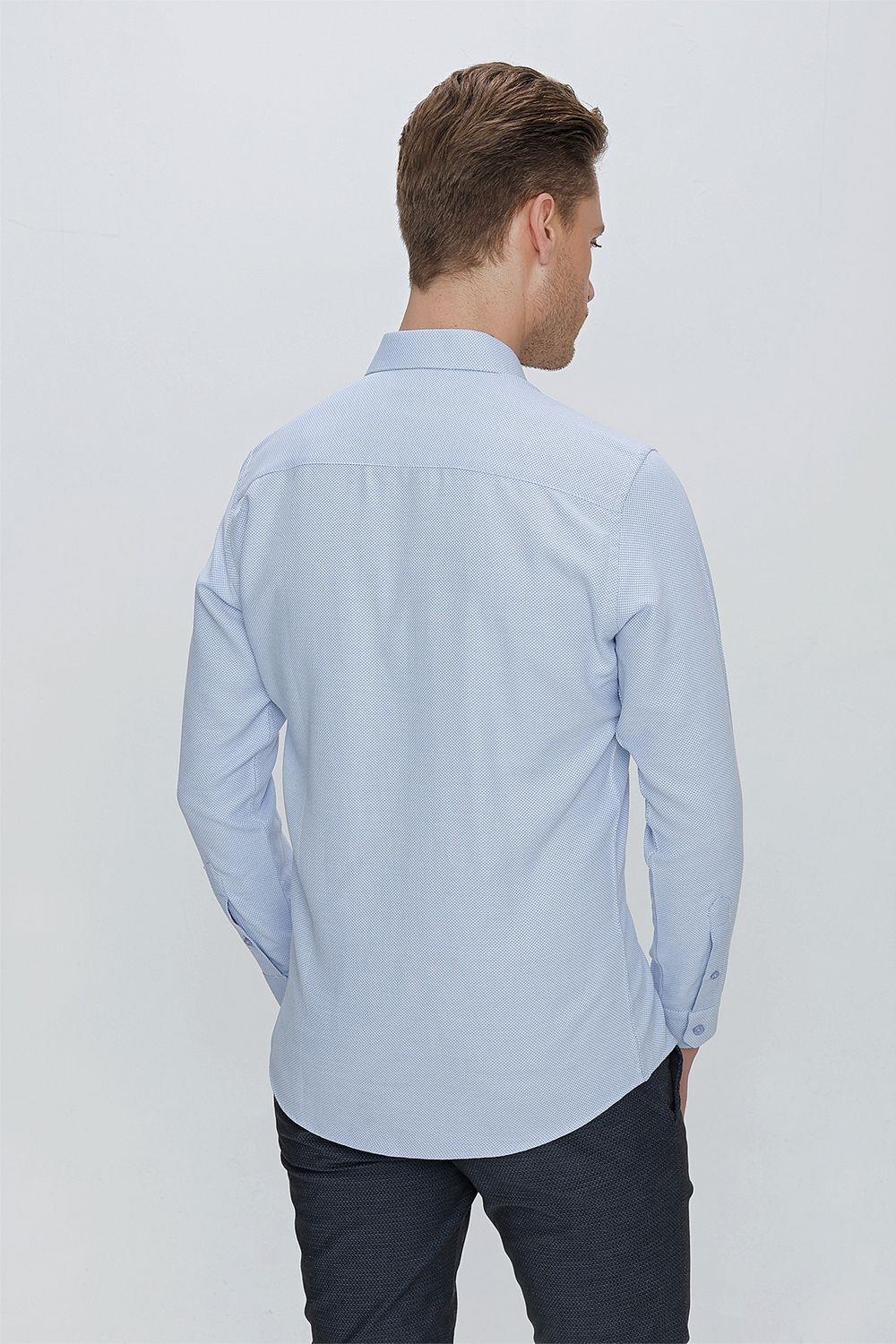 GK 672 Slim Fit Mavi Klasik Gömlek