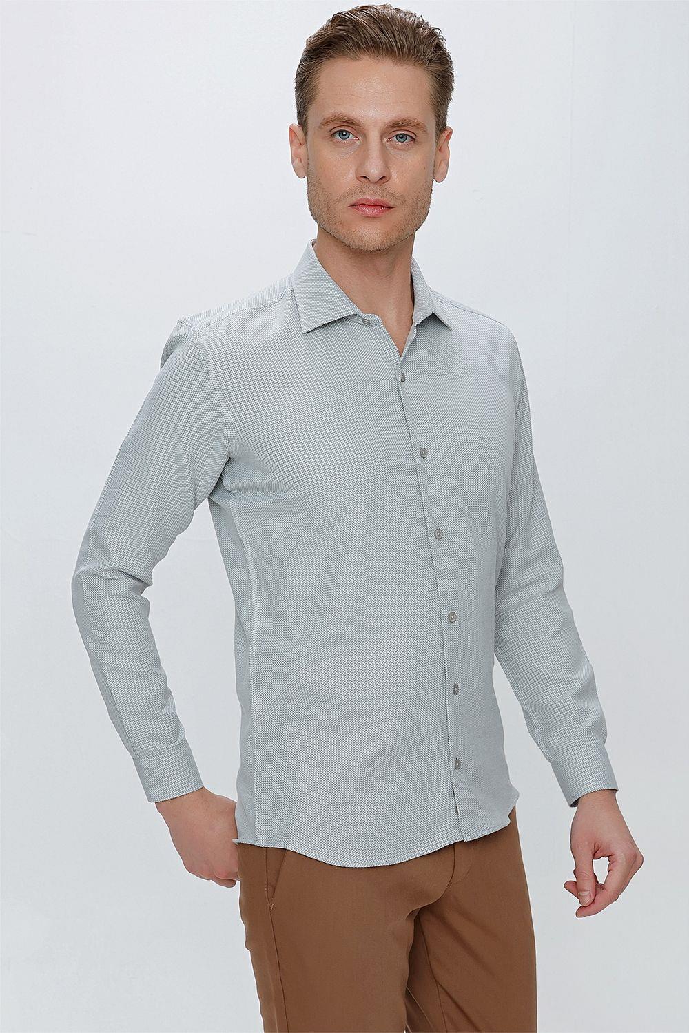GK 672 Slim Fit Su Yeşili Klasik Gömlek