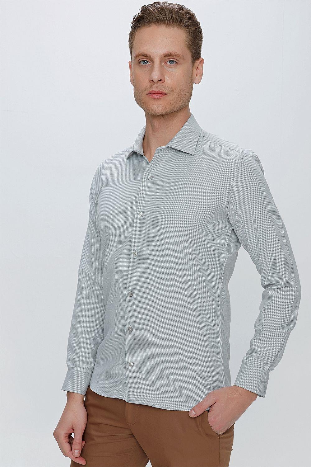 GK 672 Slim Fit Su Yeşili Klasik Gömlek