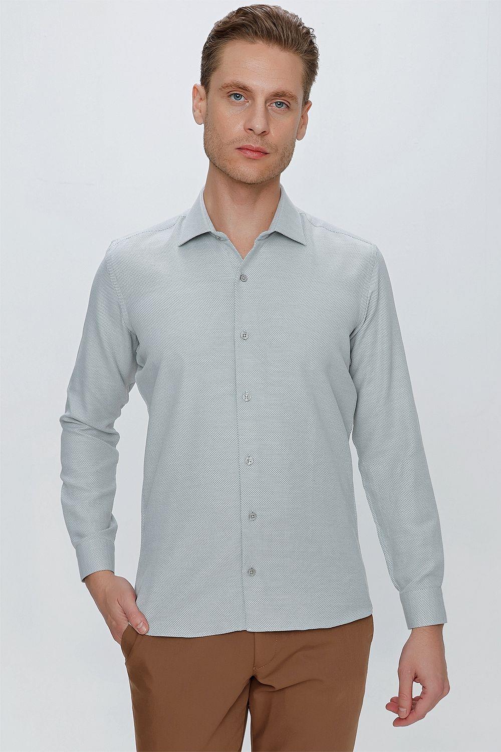 GK 672 Slim Fit Su Yeşili Klasik Gömlek