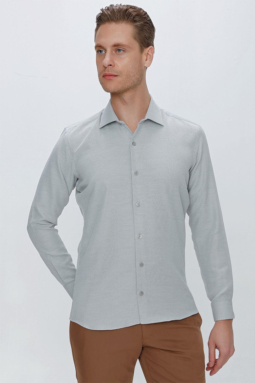 GK 672 Slim Fit Su Yeşili Klasik Gömlek