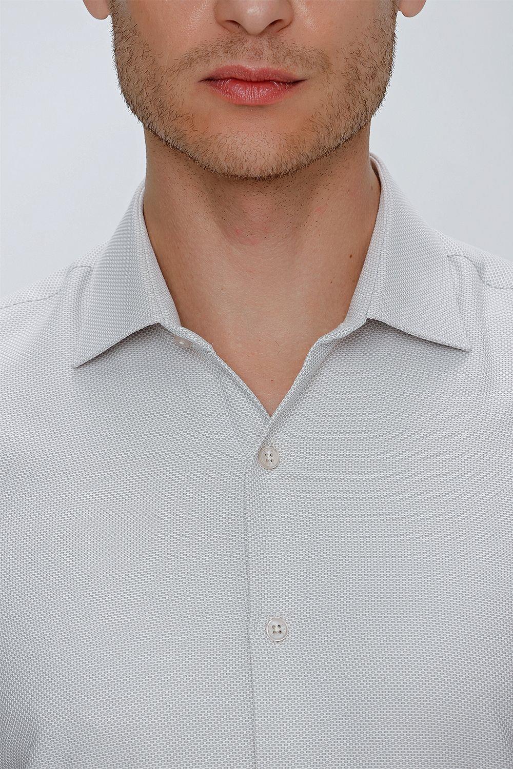 GK 672 Slim Fit Taş Klasik Gömlek