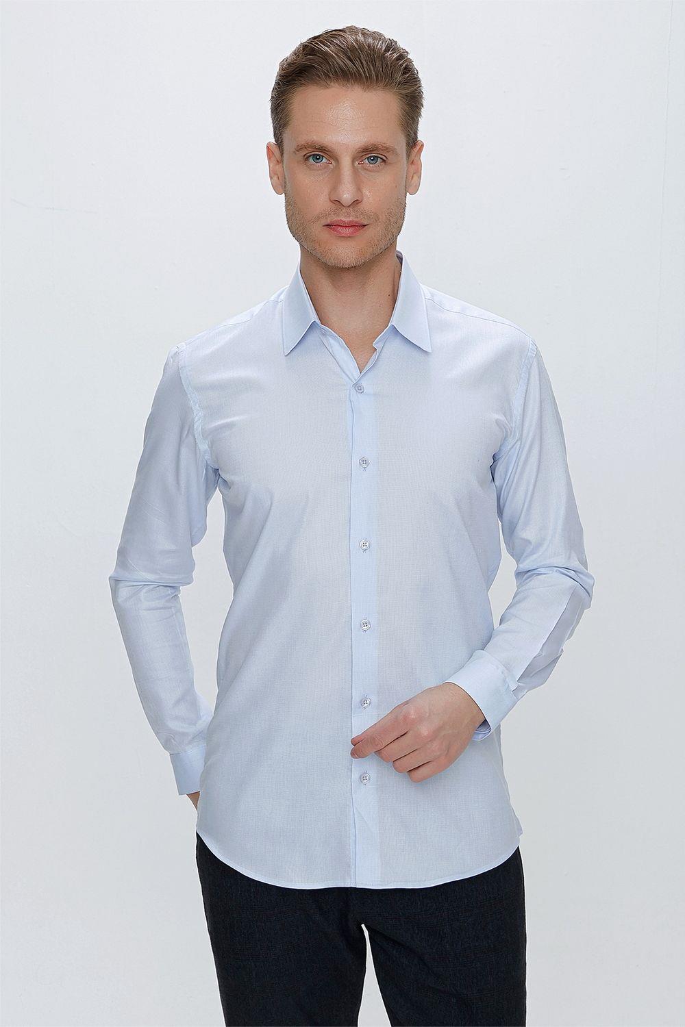 GK 674 Slim Fit Açık Mavi Klasik Gömlek