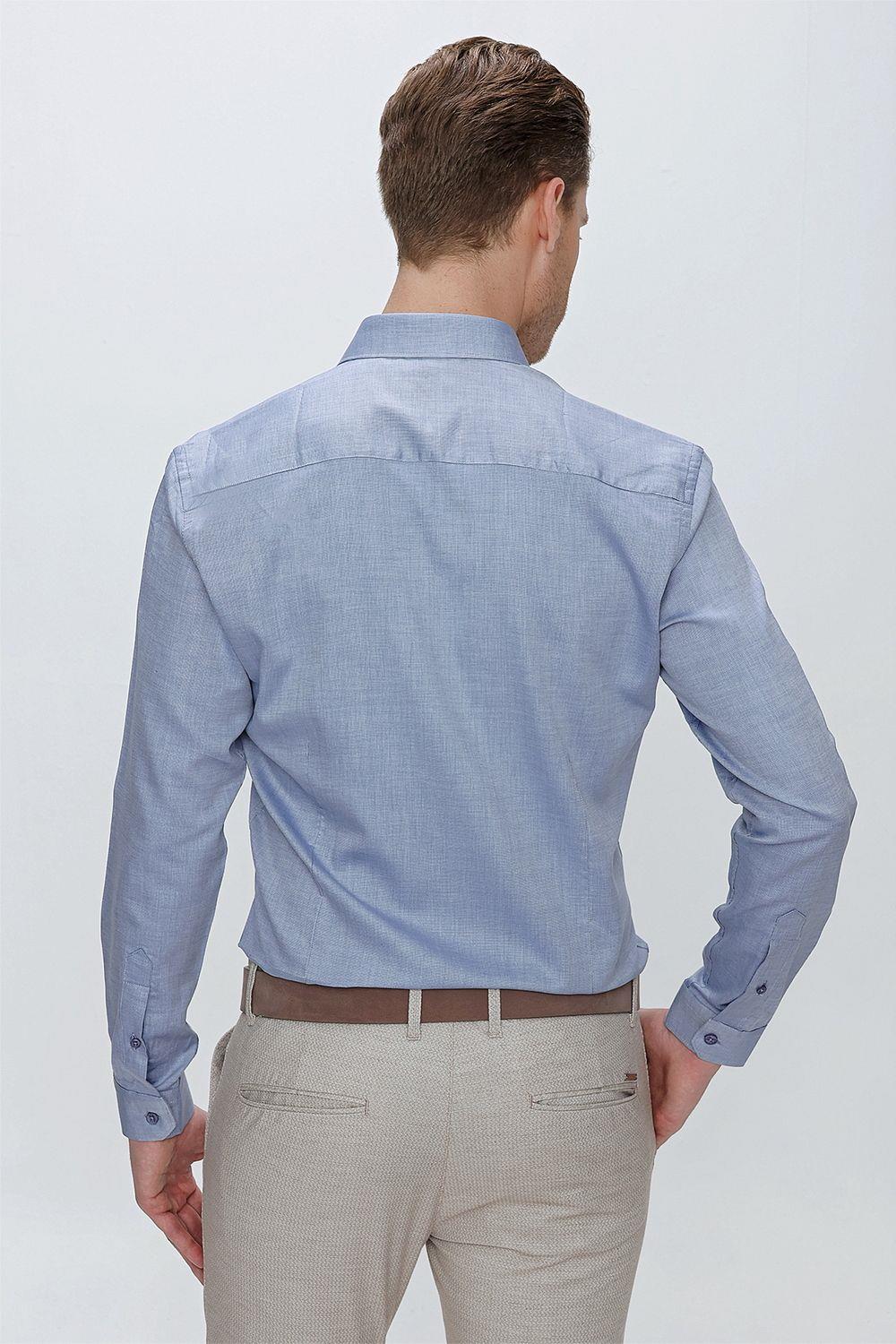 GK 674 Slim Fit Koyu Mavi Klasik Gömlek