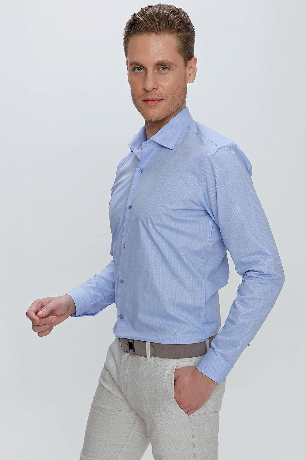 GK 675 Slim Fit Mavi Klasik Gömlek
