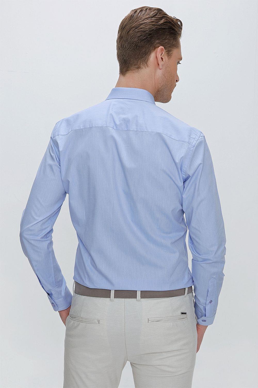 GK 675 Slim Fit Mavi Klasik Gömlek