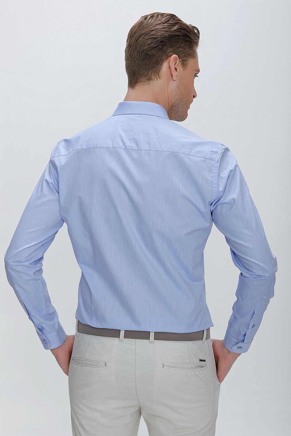GK 675 Slim Fit Mavi Klasik Gömlek
