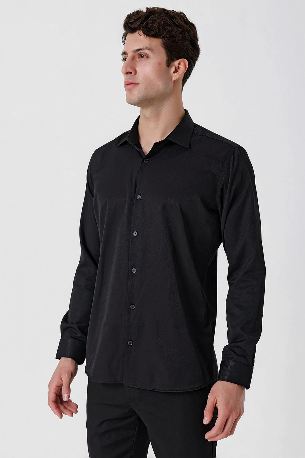 GK 677 Slim Fit Siyah Altro Gömlek