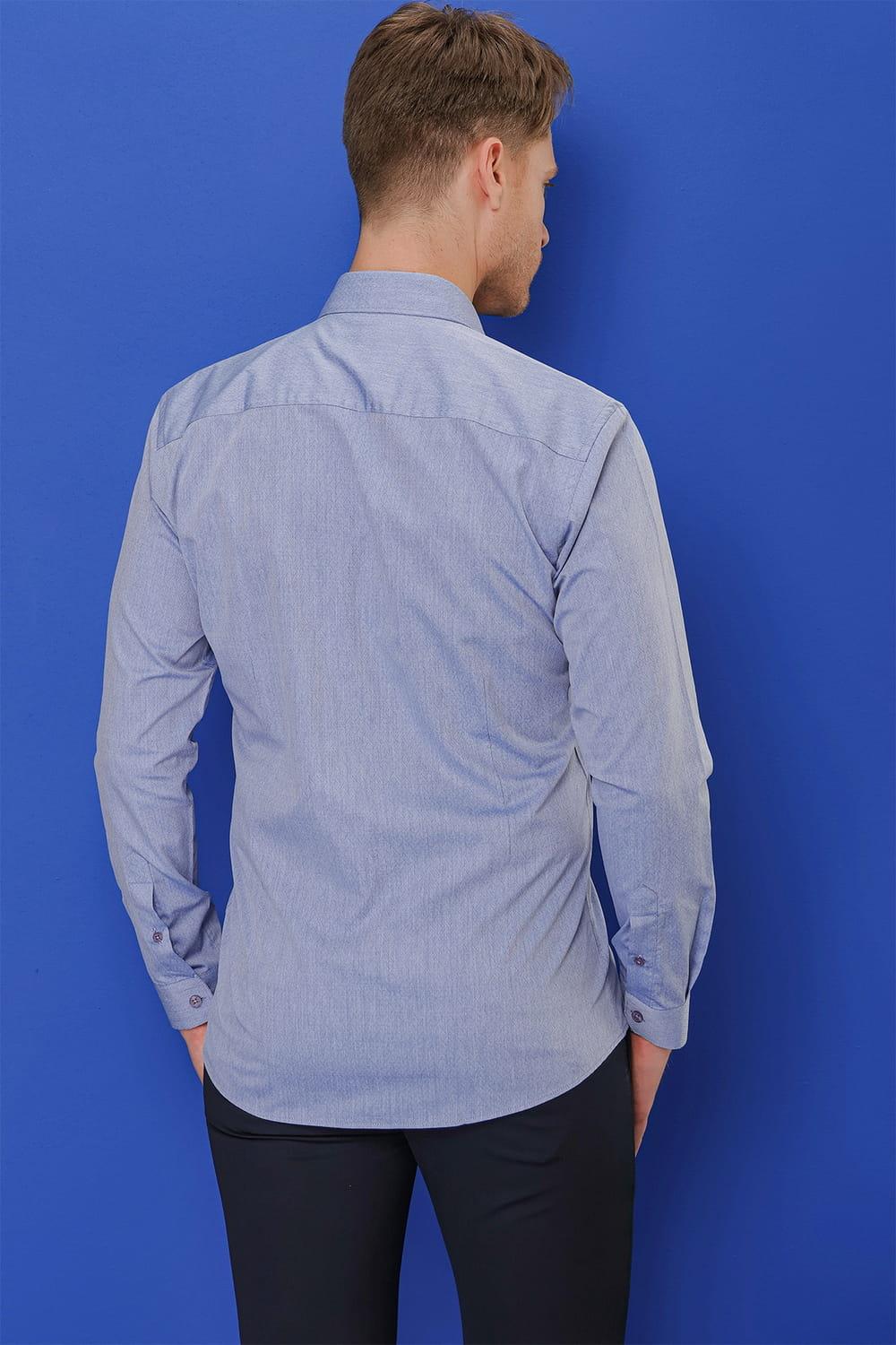 GK 679 Slim Fit Koyu Mavi Klasik Gömlek