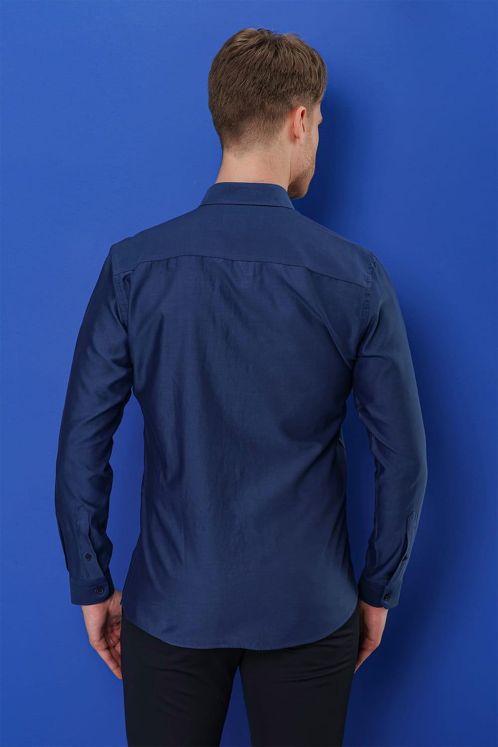 GK 681 Slim Fit Lacivert Klasik Gömlek