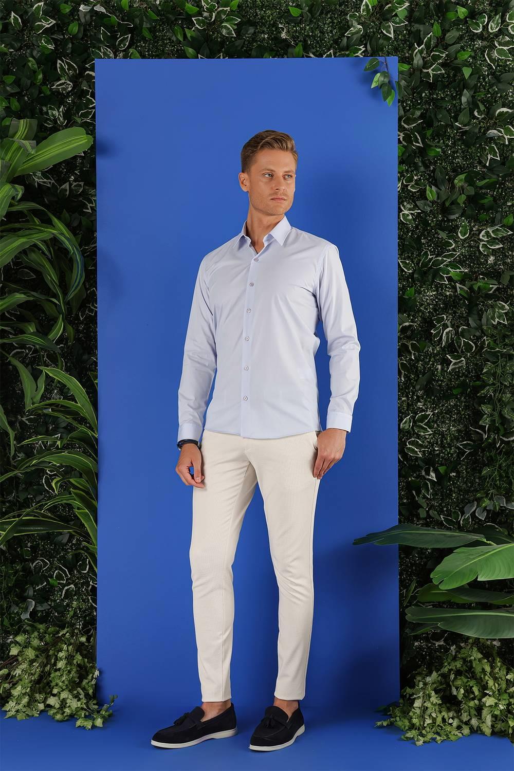 GK 683 Slim Fit Açık Mavi Klasik Gömlek