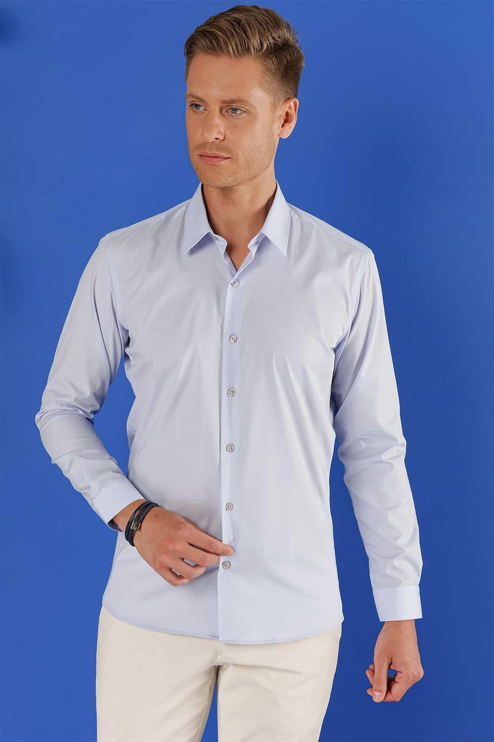 GK 683 Slim Fit Açık Mavi Klasik Gömlek