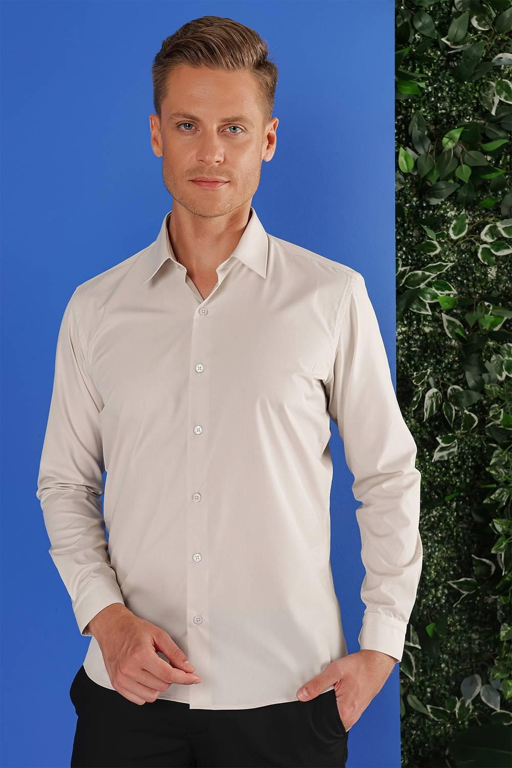 GK 683 Slim Fit Kum Beji Klasik Gömlek