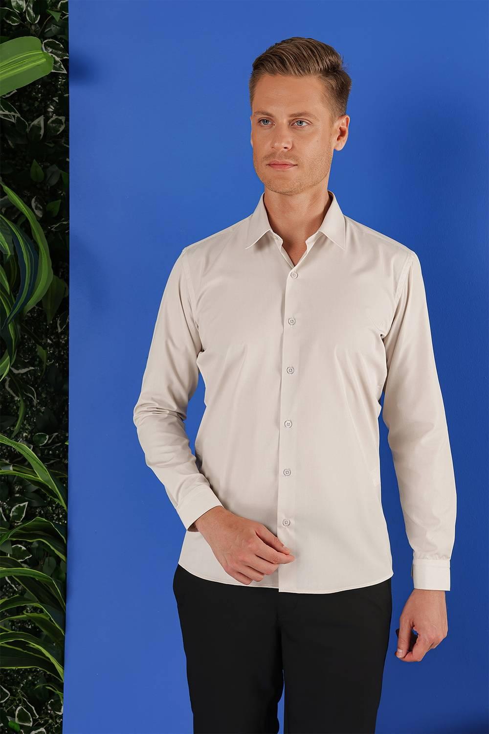 GK 683 Slim Fit Kum Beji Klasik Gömlek