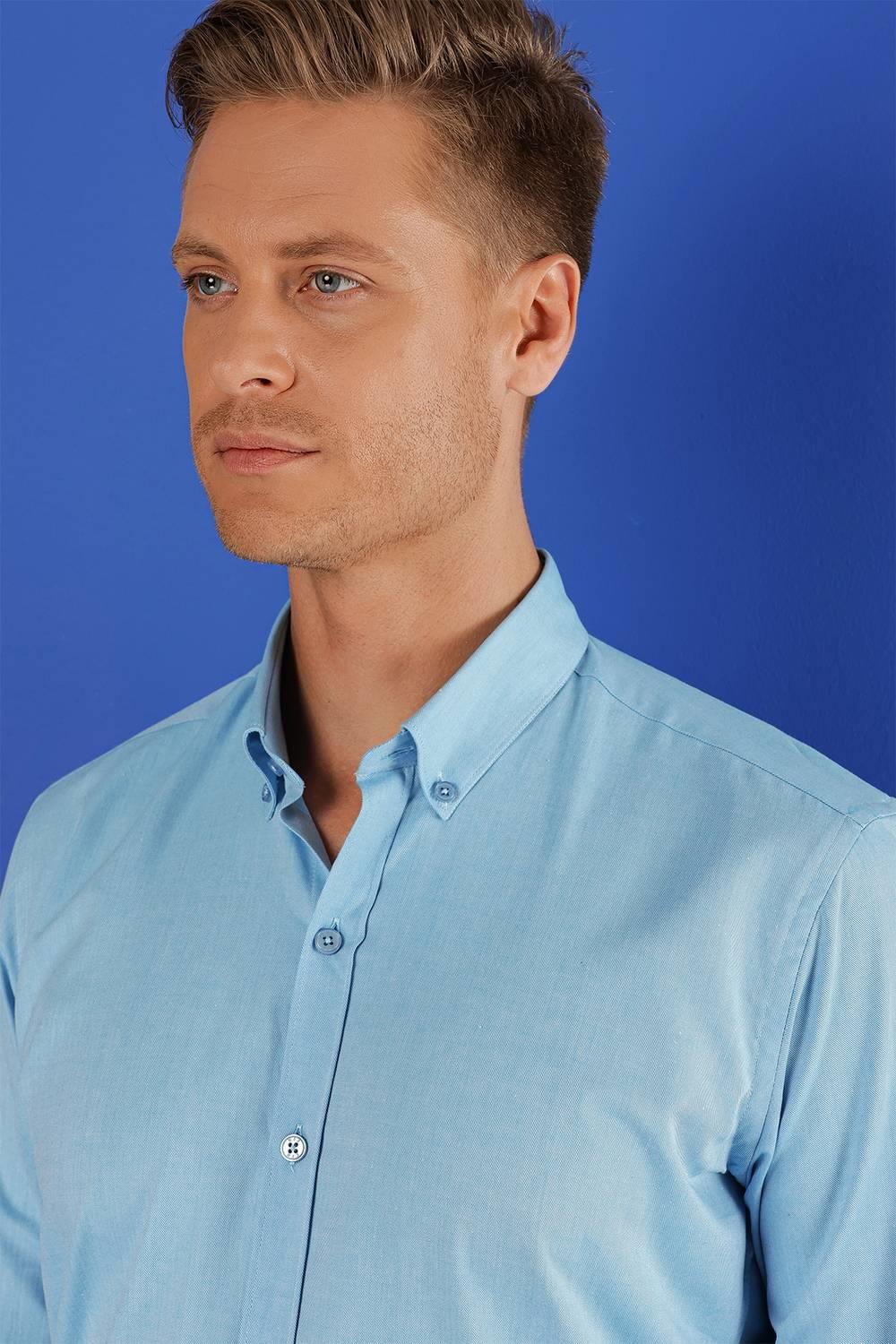 GK 685 Slim Fit Turkuaz Klasik Gömlek