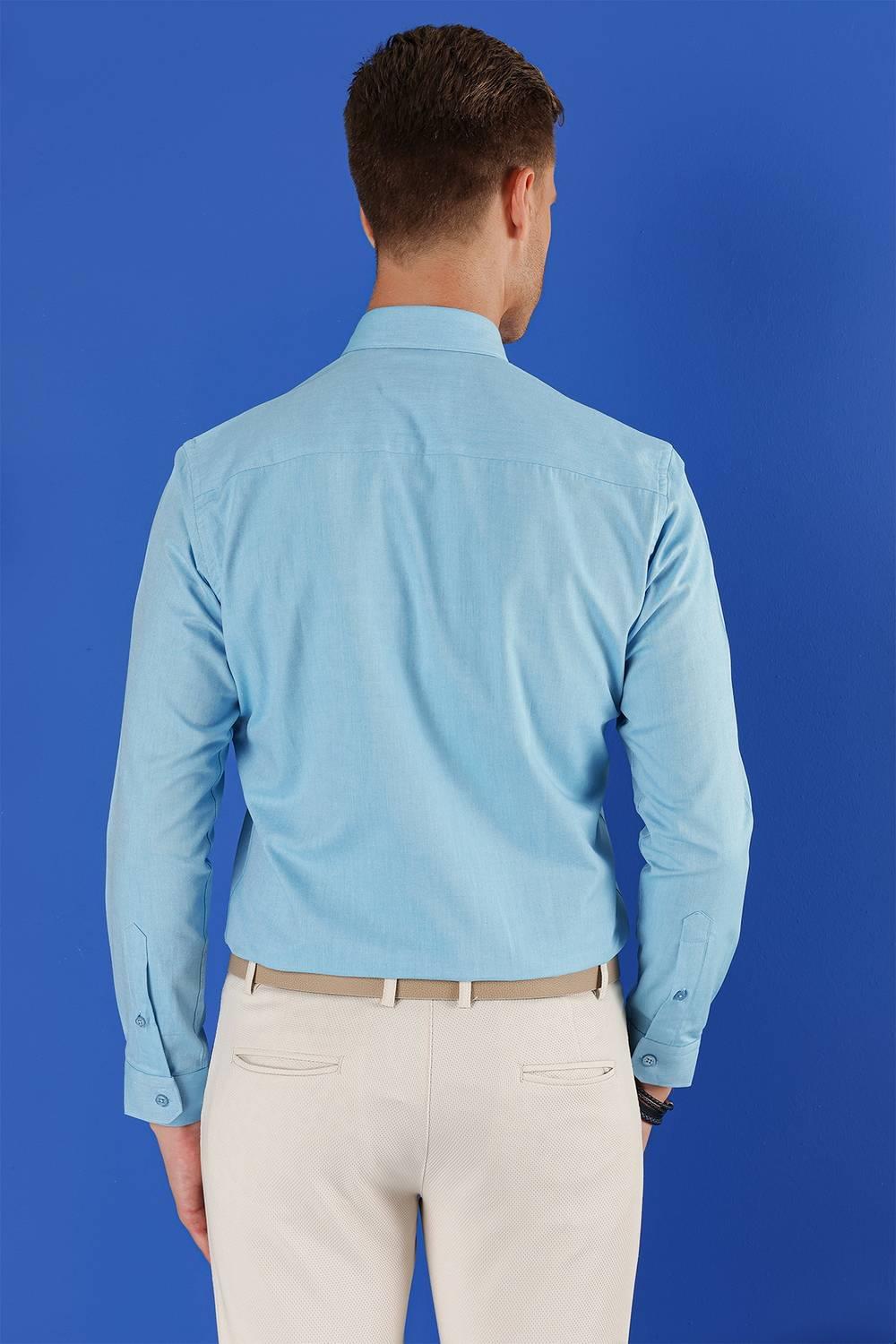 GK 685 Slim Fit Turkuaz Klasik Gömlek